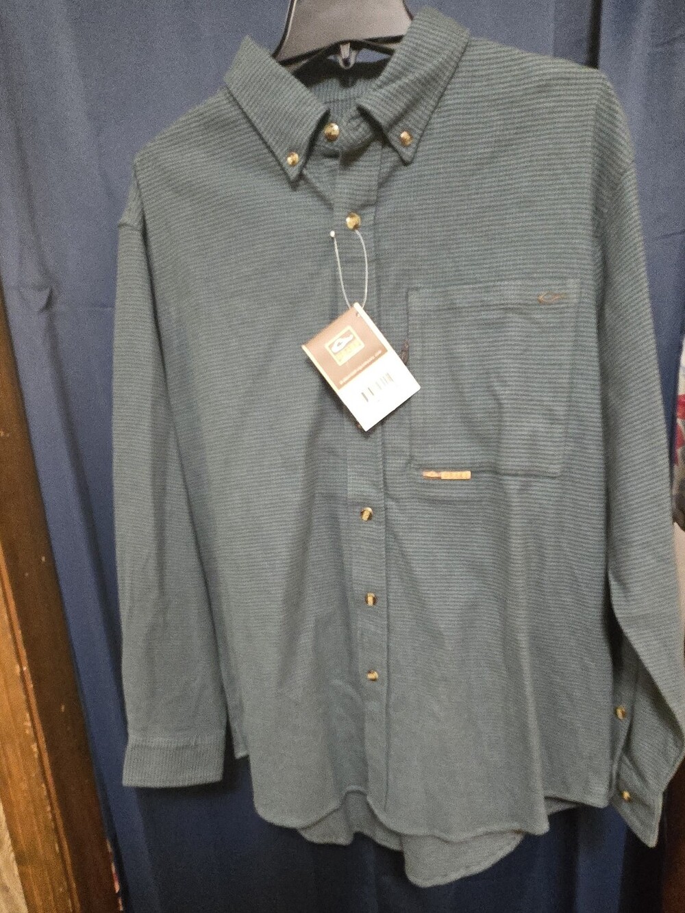 Drake Men's Medium Button-Down Long Sleeve Shirt in Teal With Hidden  Pocket